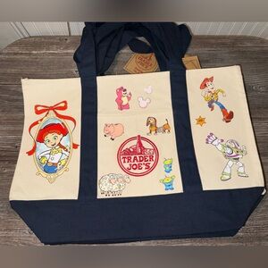 Trader Joe's Navy and Cream Toy Story Tote Bag